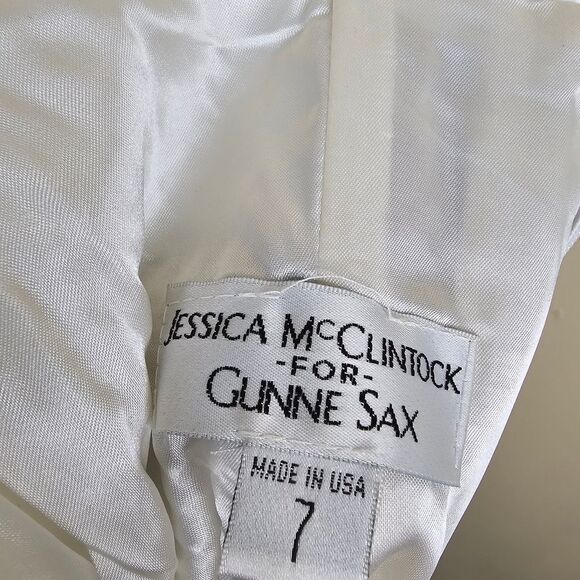 Jessica McClintock for Gunne Sax vintage black & white block satin dress size 7 - Picture 8 of 8